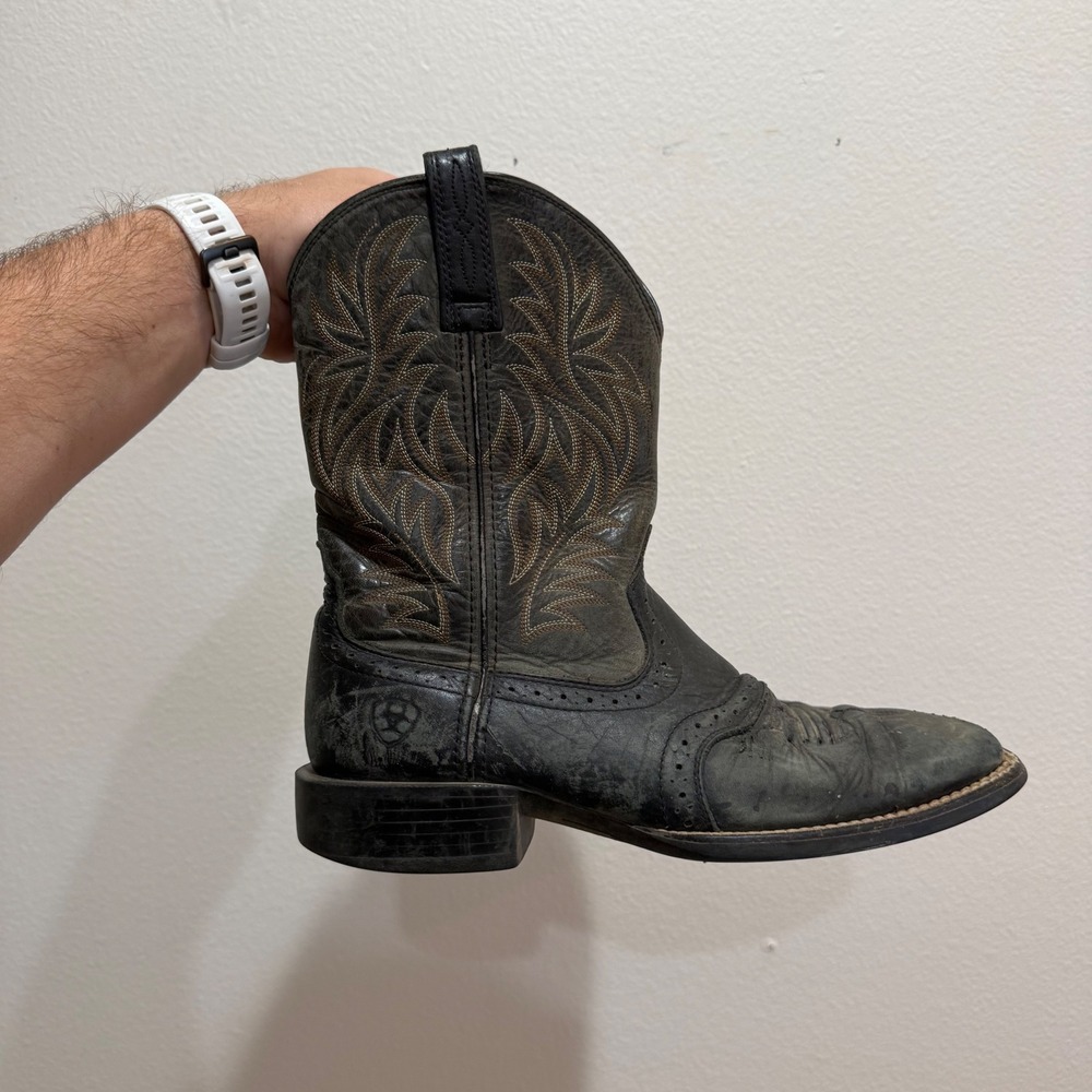 Ariat Mens Sport Western Boots Black Brown Square Toe Leather 10016292 Size 8D